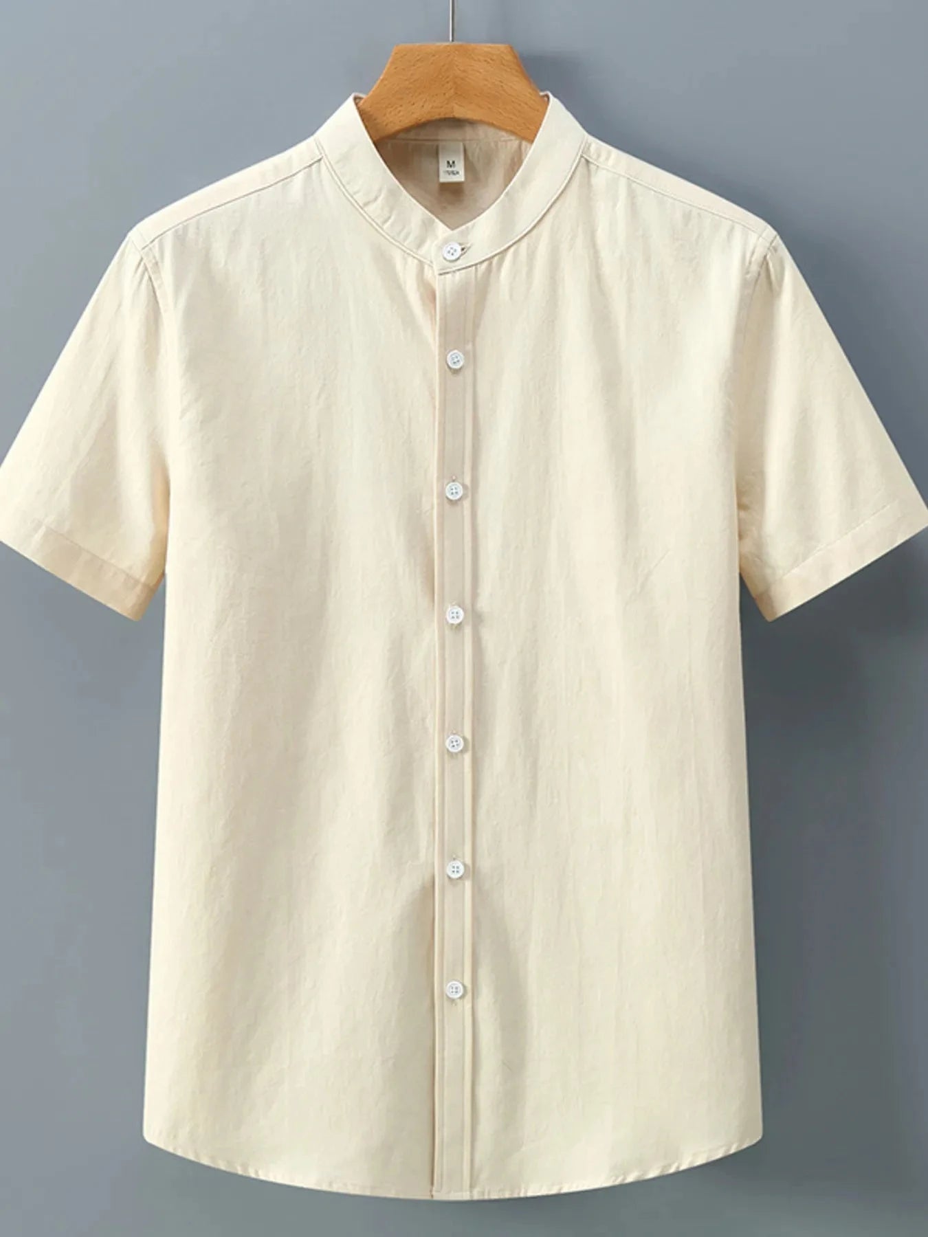 Men's Plus Size Button Up Short Sleeve Shirt Apricot / M