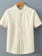 Men's Plus Size Button Up Short Sleeve Shirt Apricot / M