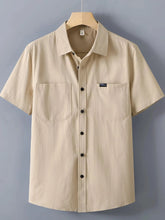 Men's Plus Size Button Up Short Sleeve Shirt Apricot / M