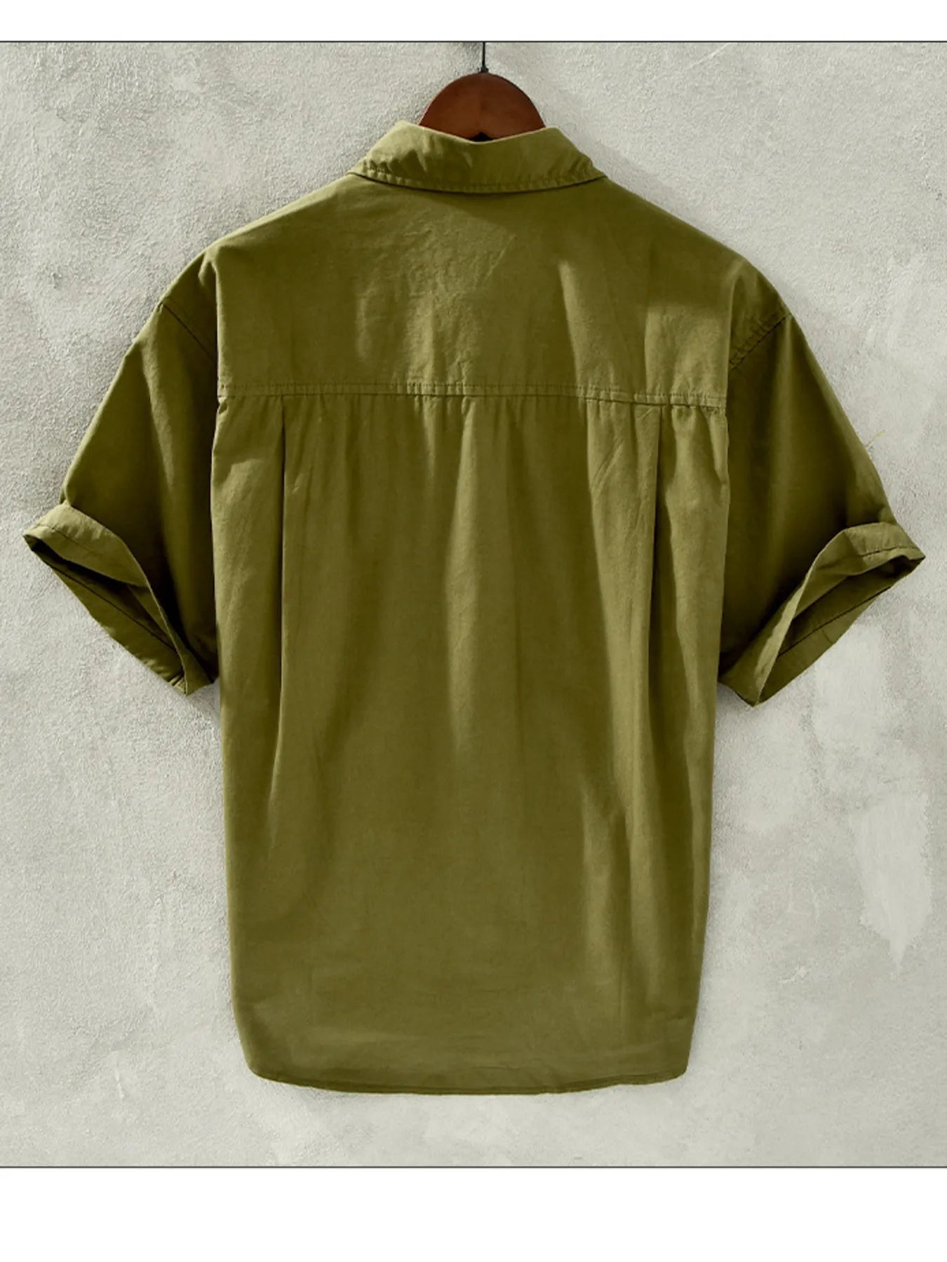 Men's Plus Size Button Up Short Sleeve Shirt Army Green / M