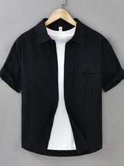 Men's Plus Size Button Up Short Sleeve Shirt Black / M