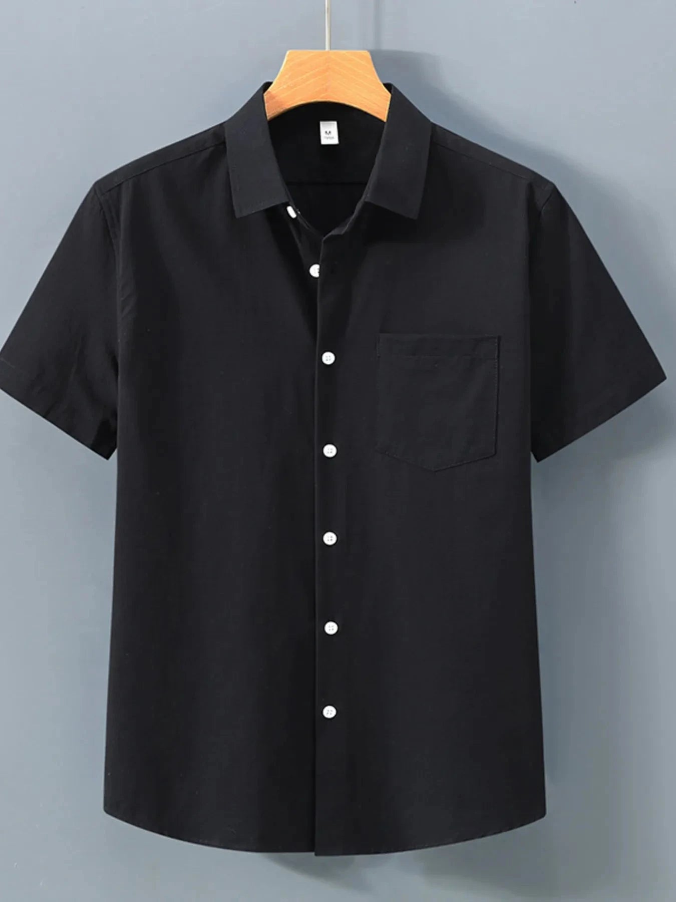 Men's Plus Size Button Up Short Sleeve Shirt Black / M