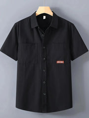 Men's Plus Size Button Up Short Sleeve Shirt Black / M