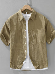 Men's Plus Size Button Up Short Sleeve Shirt Brown / M
