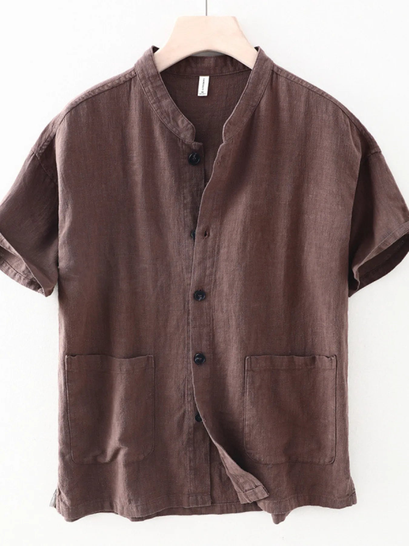 Men's Plus Size Button Up Short Sleeve Shirt Brown / M