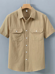 Men's Plus Size Button Up Short Sleeve Shirt Caramel / M