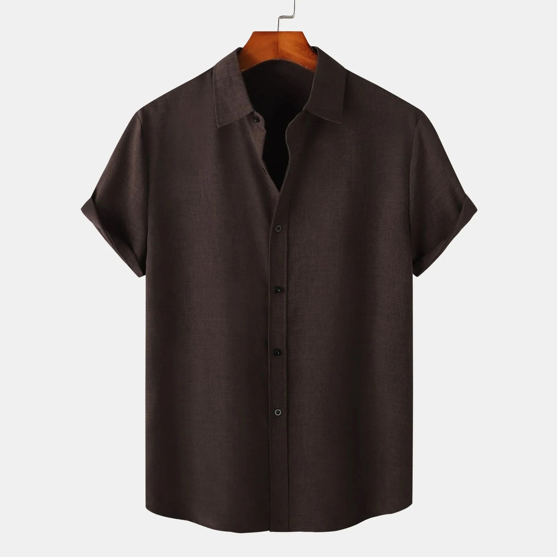 Men's Plus Size Button Up Short Sleeve Shirt Coffee / M