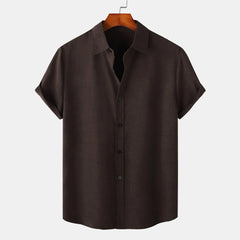 Men's Plus Size Button Up Short Sleeve Shirt Coffee / M
