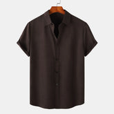 Men's Plus Size Button Up Short Sleeve Shirt Coffee / M