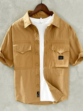 Men's Plus Size Button Up Short Sleeve Shirt Curry / M