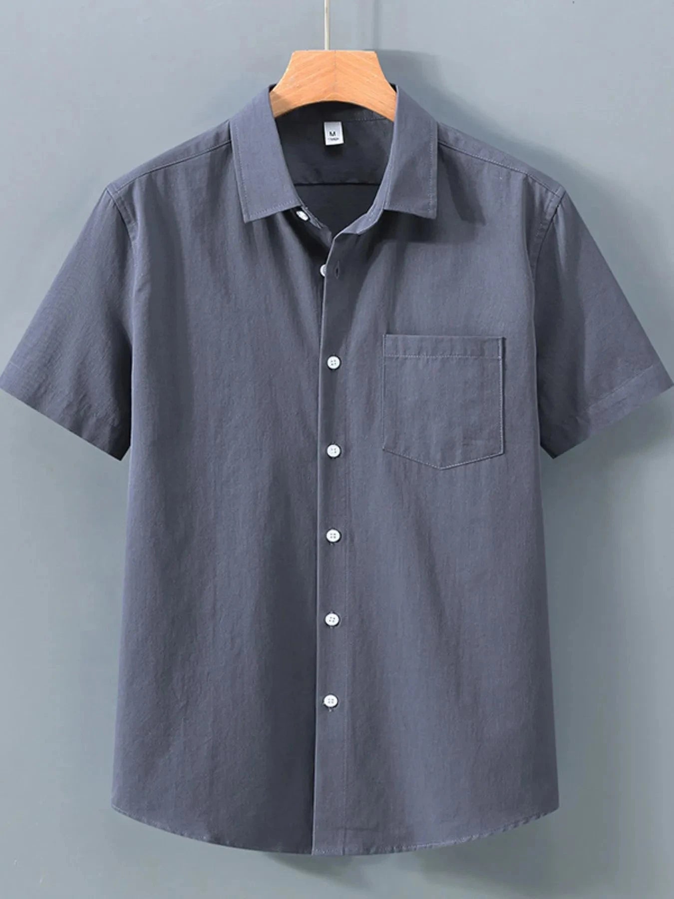 Men's Plus Size Button Up Short Sleeve Shirt Dark Gray / M
