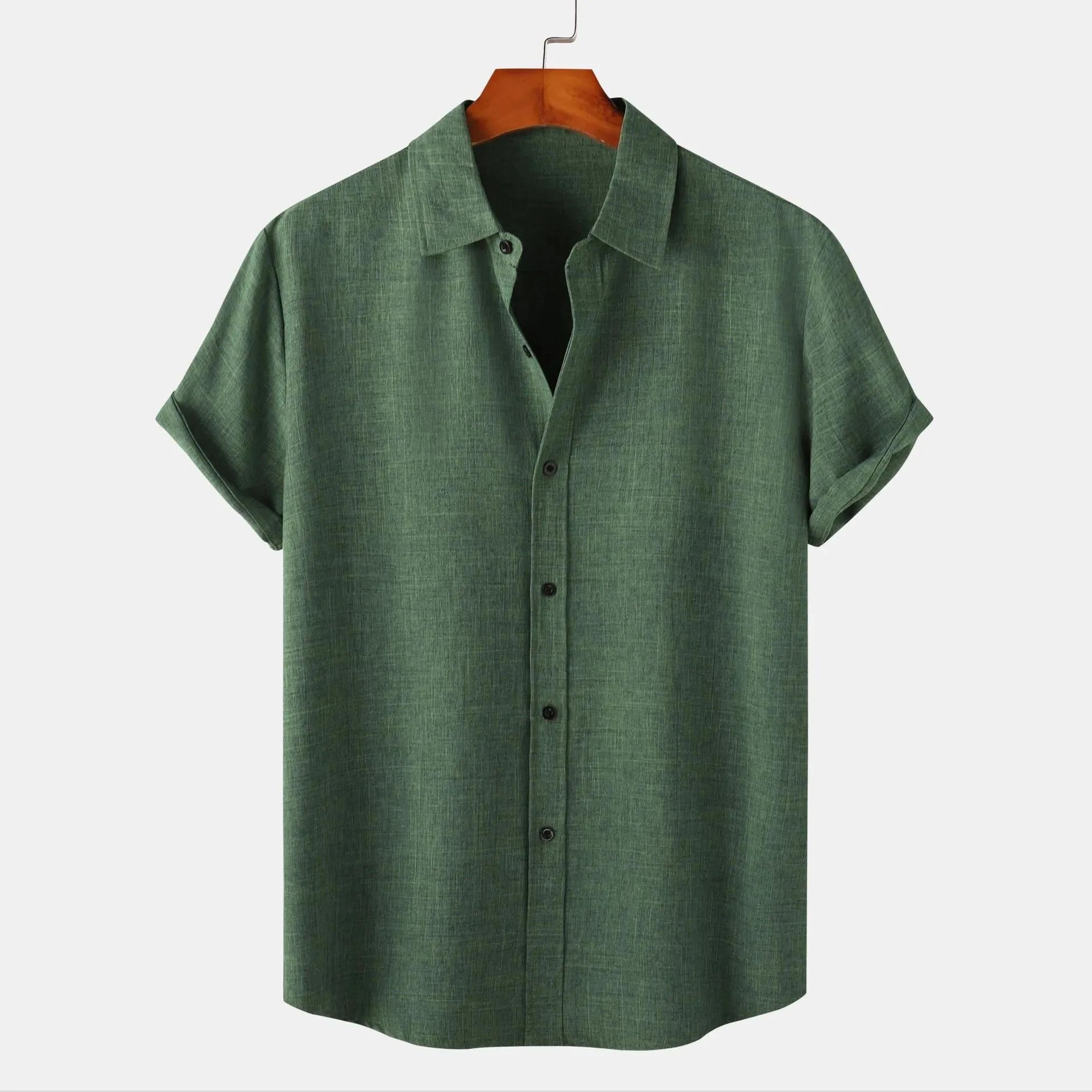 Men's Plus Size Button Up Short Sleeve Shirt Dark Green / M