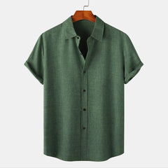 Men's Plus Size Button Up Short Sleeve Shirt Dark Green / M