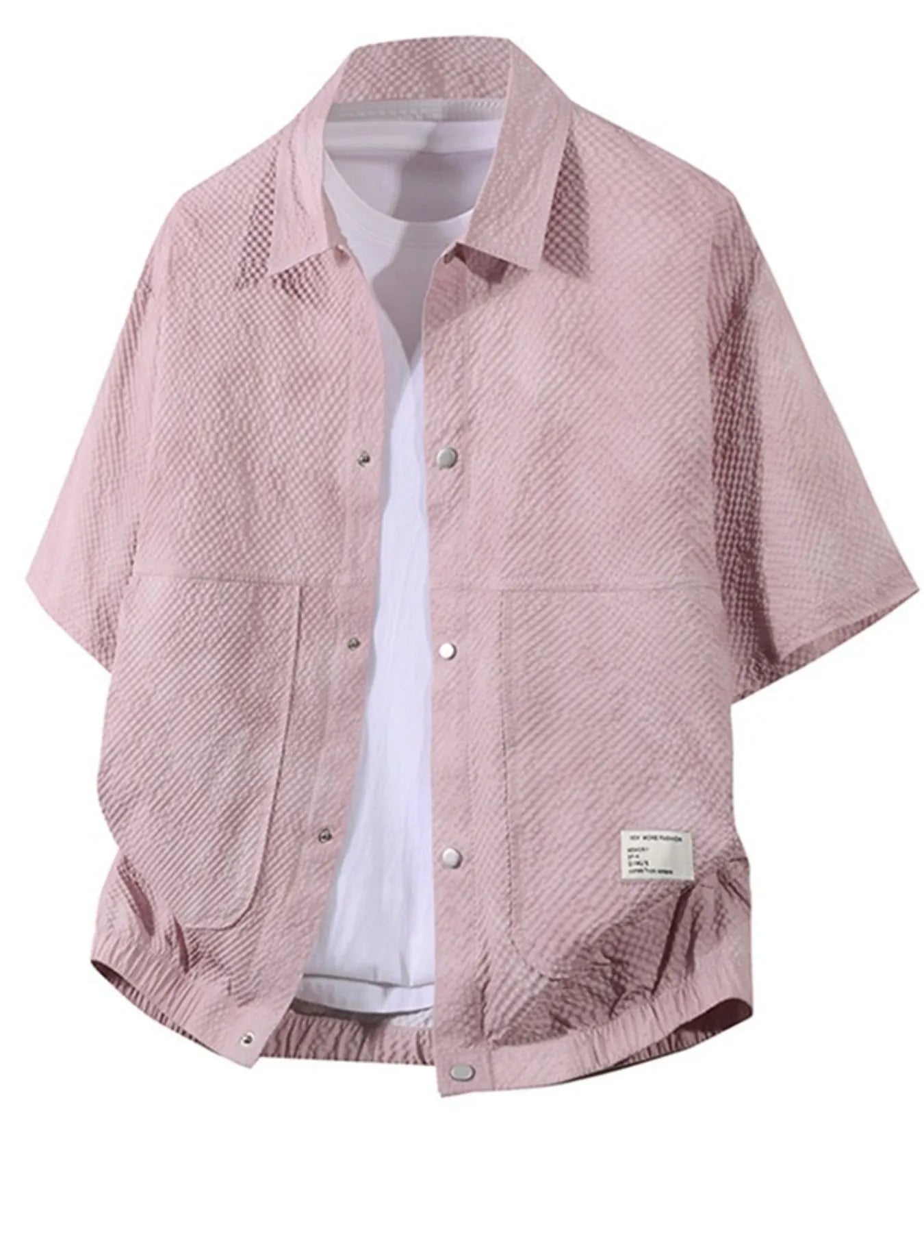 Men's Plus Size Button Up Short Sleeve Shirt Dirty Powder / M