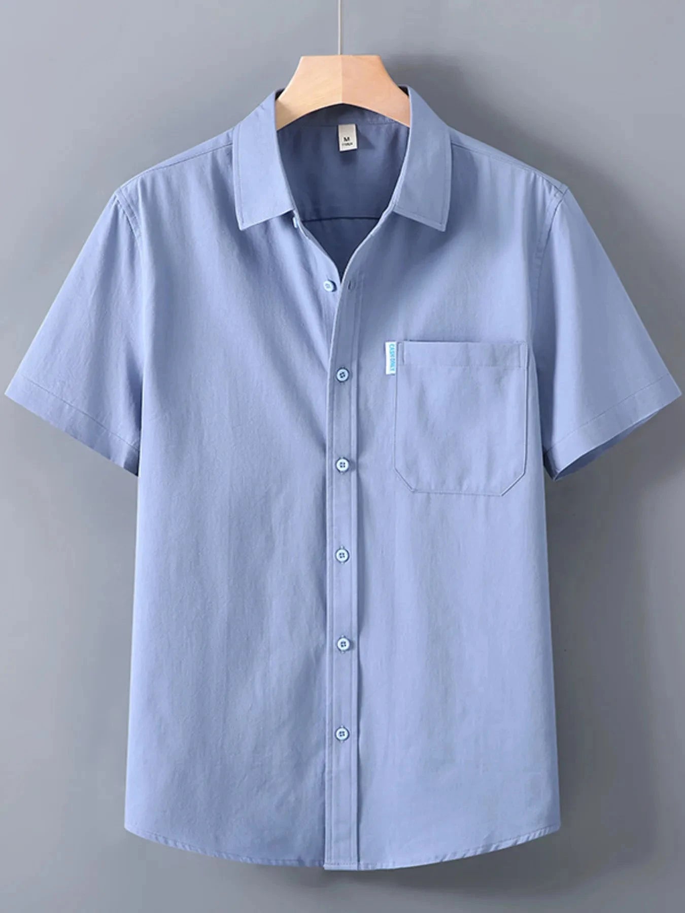 Men's Plus Size Button Up Short Sleeve Shirt Fog Blue / M