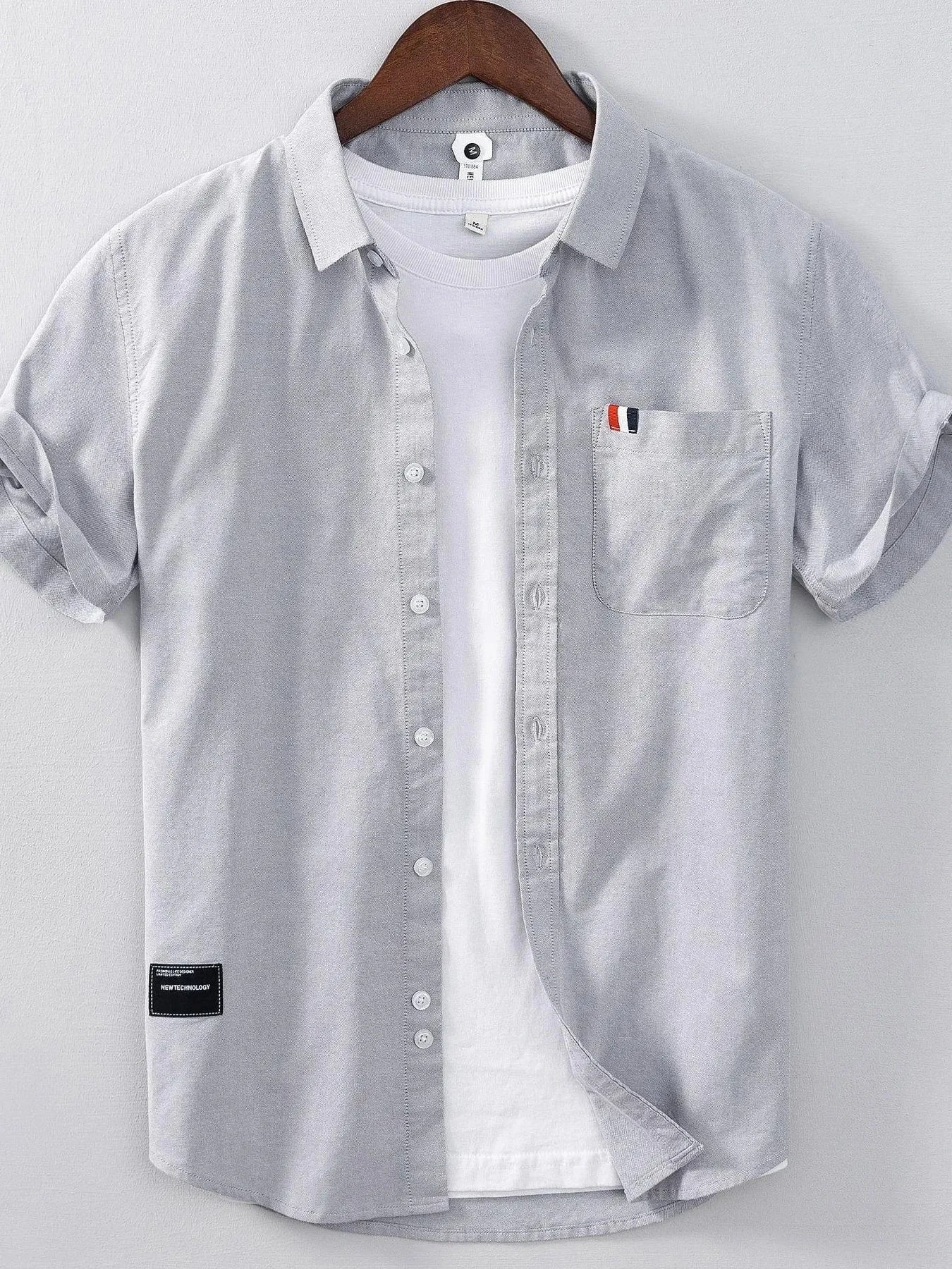 Men's Plus Size Button Up Short Sleeve Shirt Gray / M