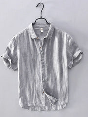 Men's Plus Size Button Up Short Sleeve Shirt Gray / M