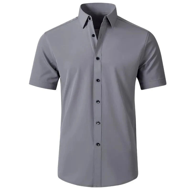 Men's Plus Size Button Up Short Sleeve Shirt Grey / M