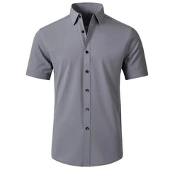 Men's Plus Size Button Up Short Sleeve Shirt Grey / M