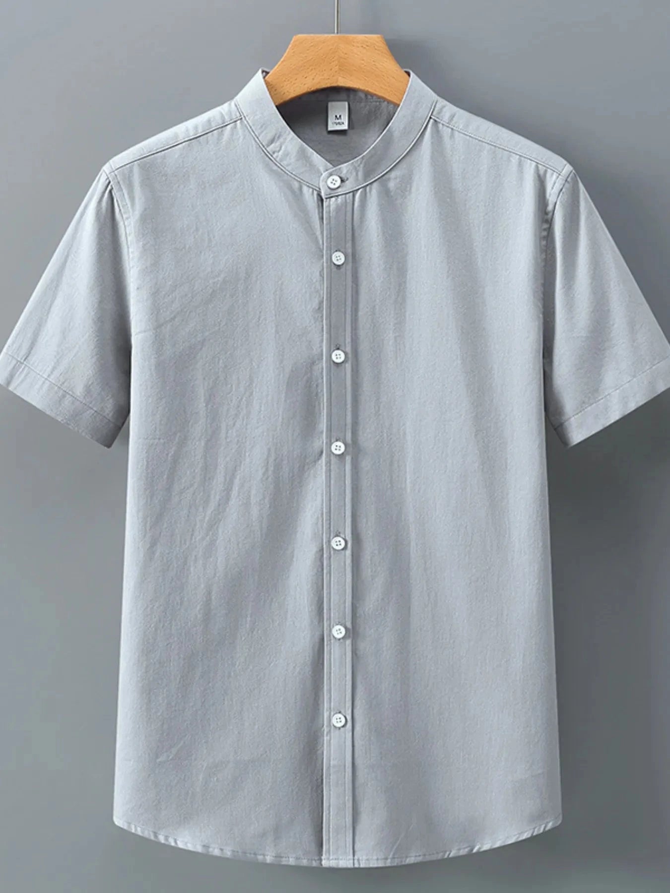 Men's Plus Size Button Up Short Sleeve Shirt Grey / M