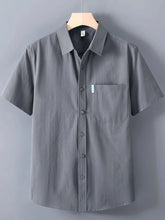 Men's Plus Size Button Up Short Sleeve Shirt Grey / M
