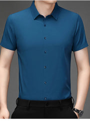 Men's Plus Size Button Up Short Sleeve Shirt Lake Blue / M