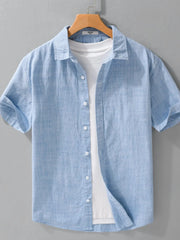 Men's Plus Size Button Up Short Sleeve Shirt Light Blue / M