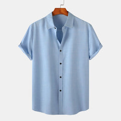Men's Plus Size Button Up Short Sleeve Shirt Light Blue / M