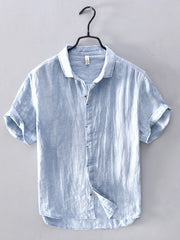 Men's Plus Size Button Up Short Sleeve Shirt Light Blue / M