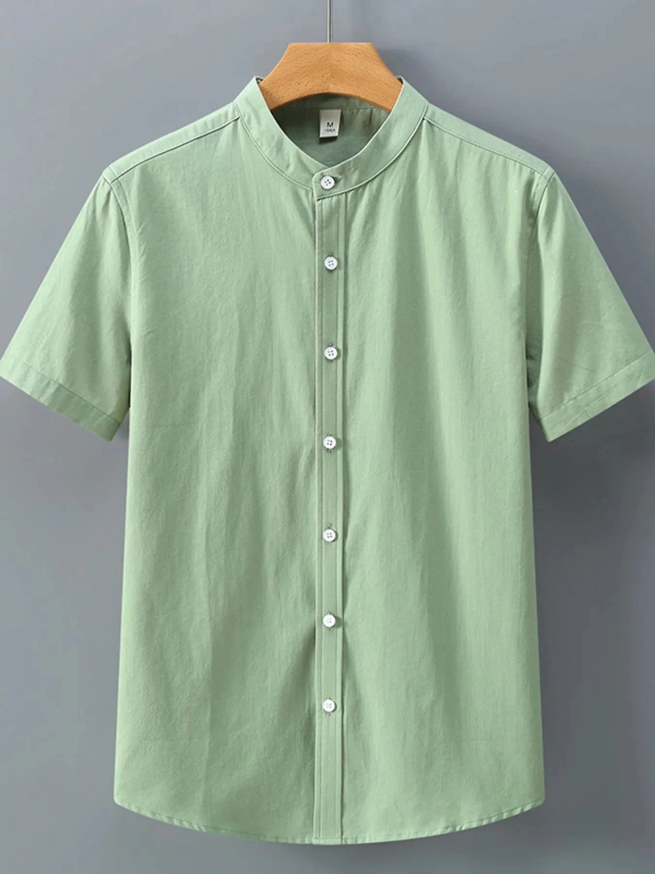 Men's Plus Size Button Up Short Sleeve Shirt Light Green / M