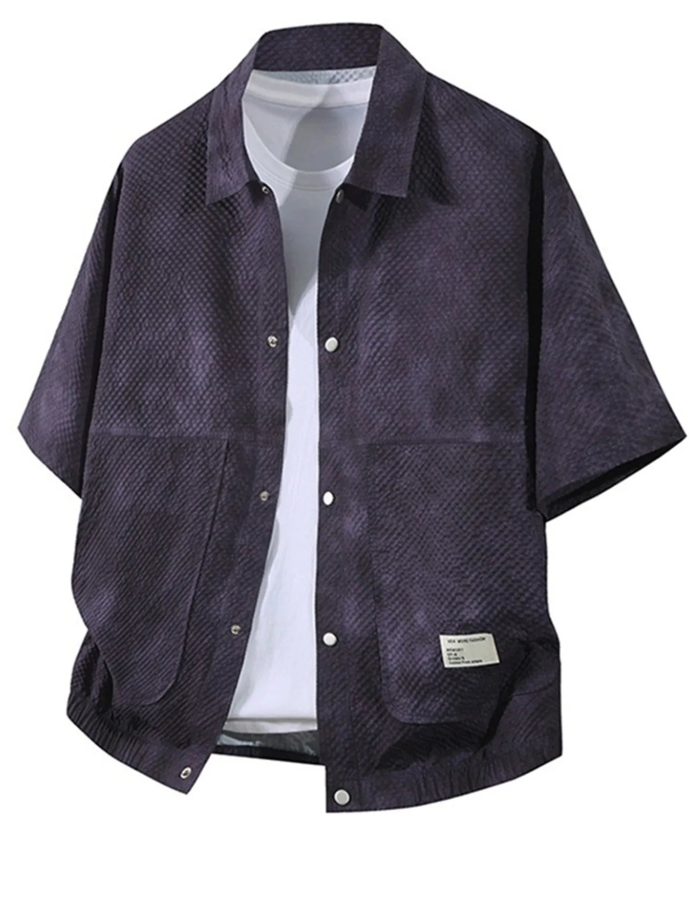 Men's Plus Size Button Up Short Sleeve Shirt Mist Black / M