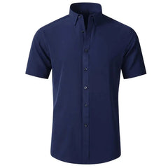 Men's Plus Size Button Up Short Sleeve Shirt Navy Blue / M