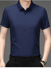 Men's Plus Size Button Up Short Sleeve Shirt Navy Blue / M