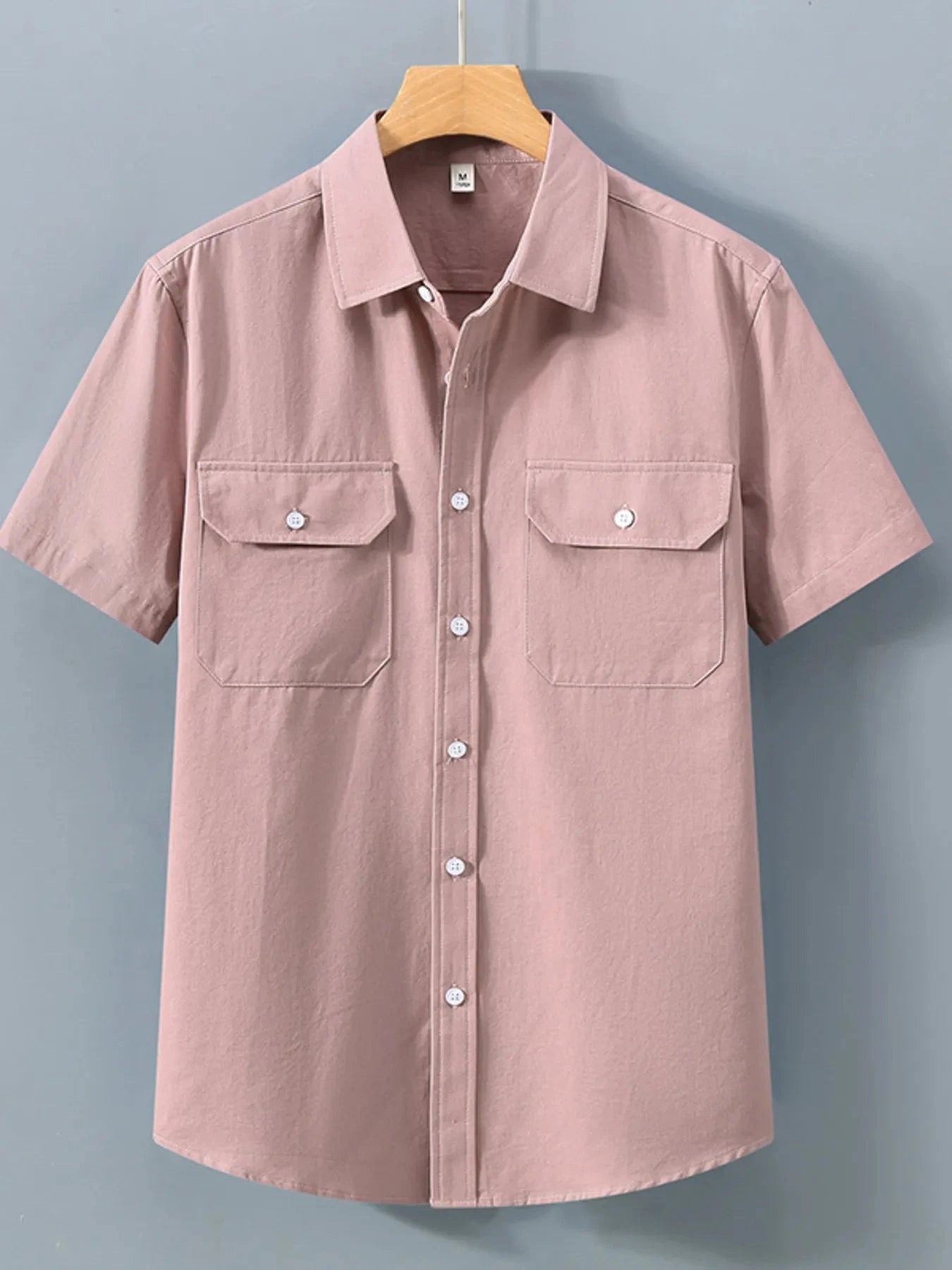 Men's Plus Size Button Up Short Sleeve Shirt Pink / M