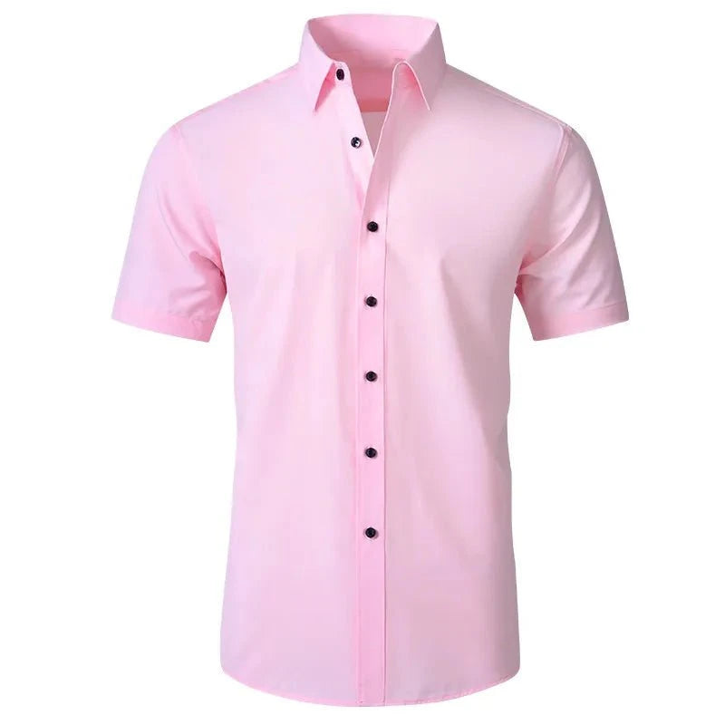 Men's Plus Size Button Up Short Sleeve Shirt Pink / M