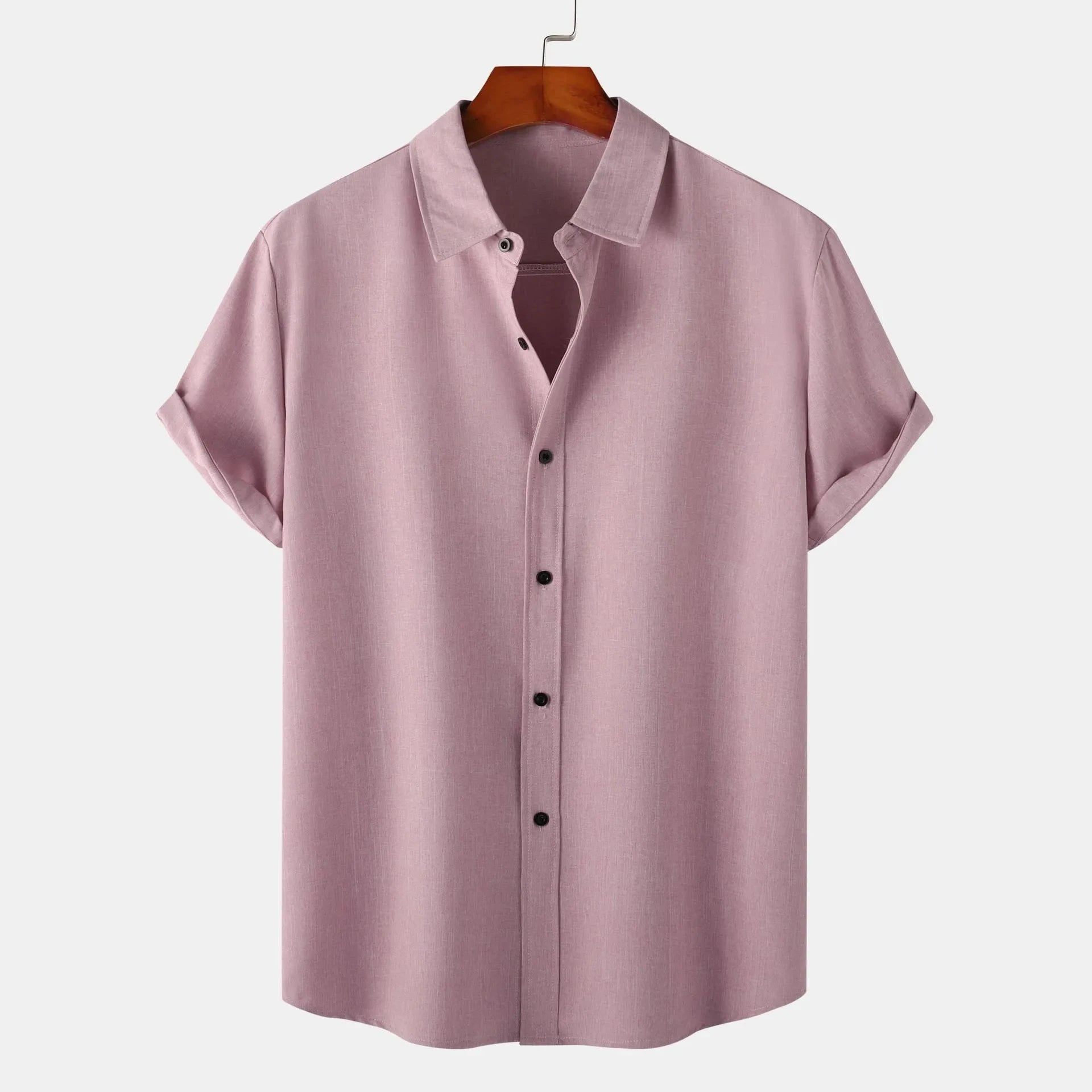 Men's Plus Size Button Up Short Sleeve Shirt Pink / M
