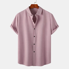 Men's Plus Size Button Up Short Sleeve Shirt Pink / M