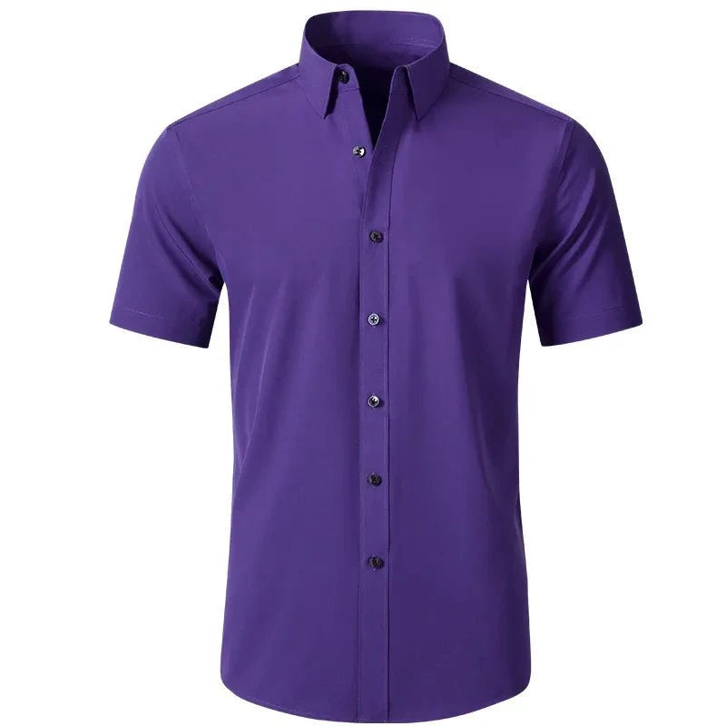 Men's Plus Size Button Up Short Sleeve Shirt Purple / M