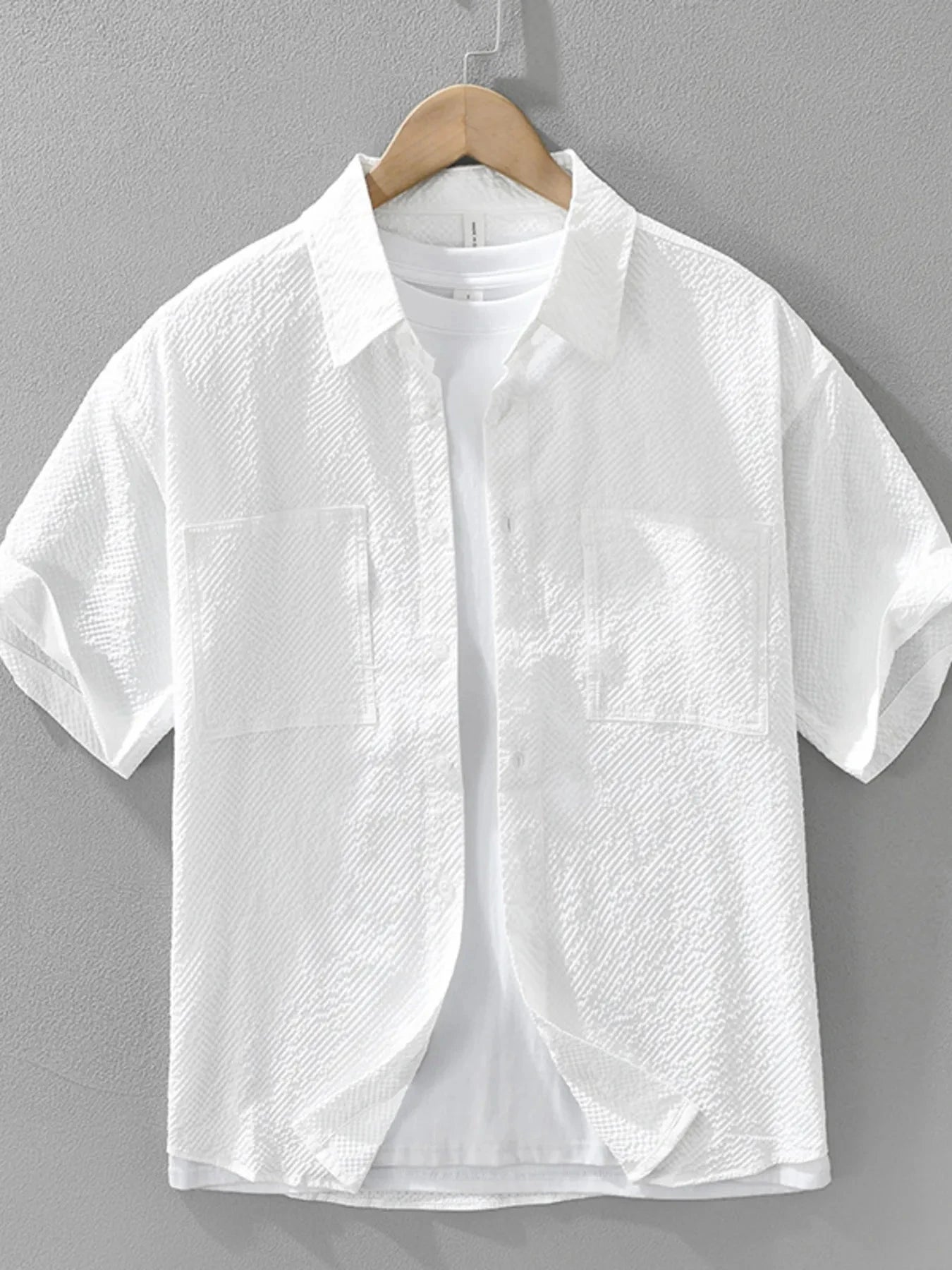 Men's Plus Size Button Up Short Sleeve Shirt White / M