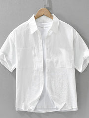Men's Plus Size Button Up Short Sleeve Shirt White / M