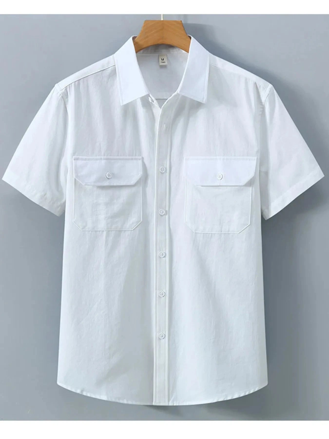 Men's Plus Size Button Up Short Sleeve Shirt White / M