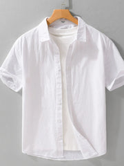 Men's Plus Size Button Up Short Sleeve Shirt White / M