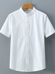 Men's Plus Size Button Up Short Sleeve Shirt White / M