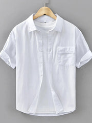 Men's Plus Size Button Up Short Sleeve Shirt White / M