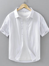 Men's Plus Size Button Up Short Sleeve Shirt White / M