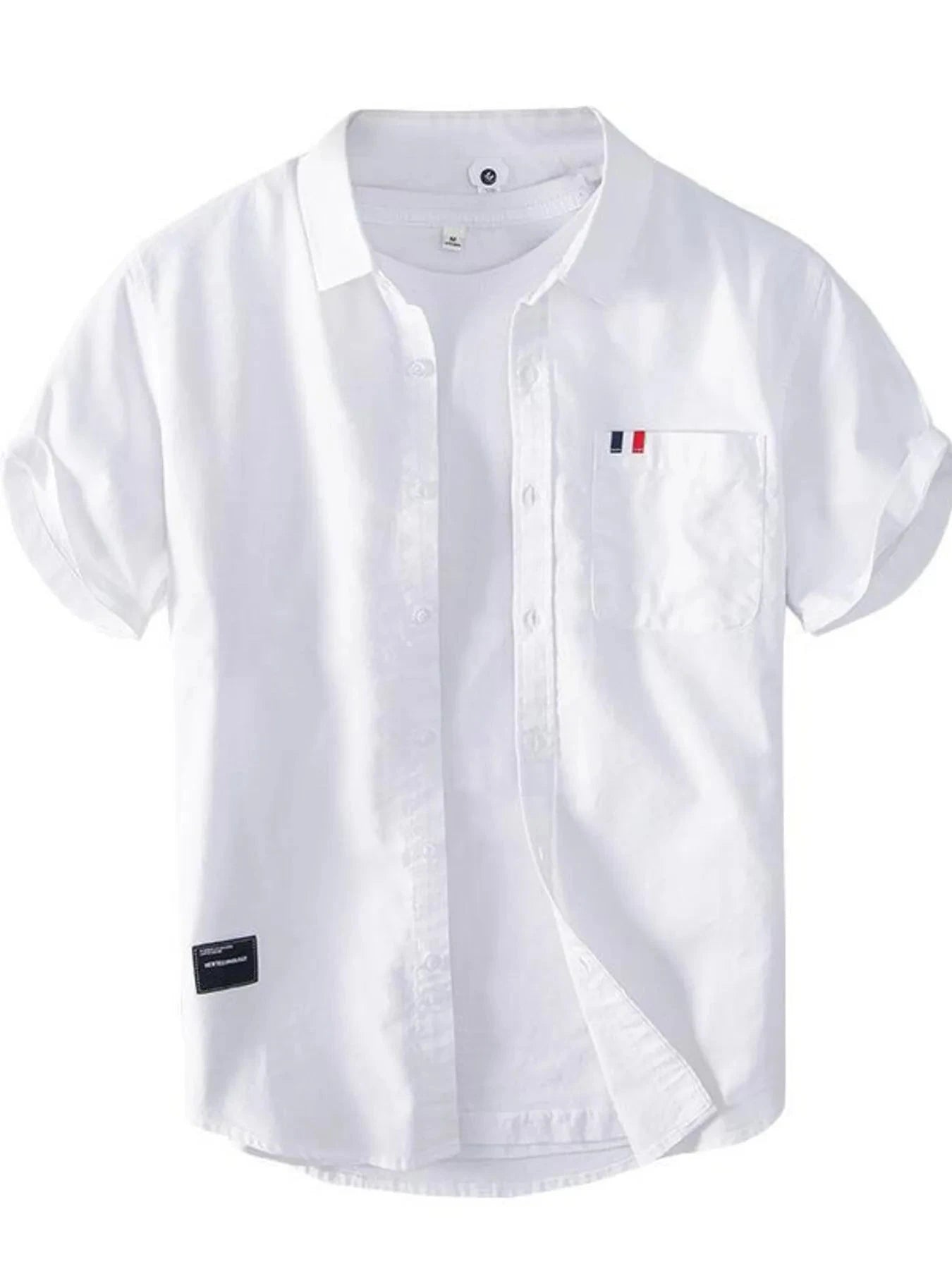 Men's Plus Size Button Up Short Sleeve Shirt White / M