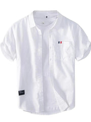 Men's Plus Size Button Up Short Sleeve Shirt White / M