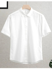 Men's Plus Size Button Up Short Sleeve Shirt White / M