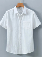 Men's Plus Size Button Up Short Sleeve Shirt White / M