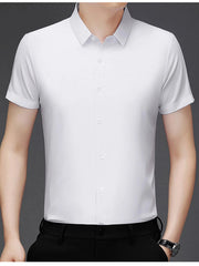 Men's Plus Size Button Up Short Sleeve Shirt White / M